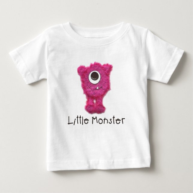 T-shirts Tee de Capa Longa, Pequeno Monstro Rosa Zippy (Frente)