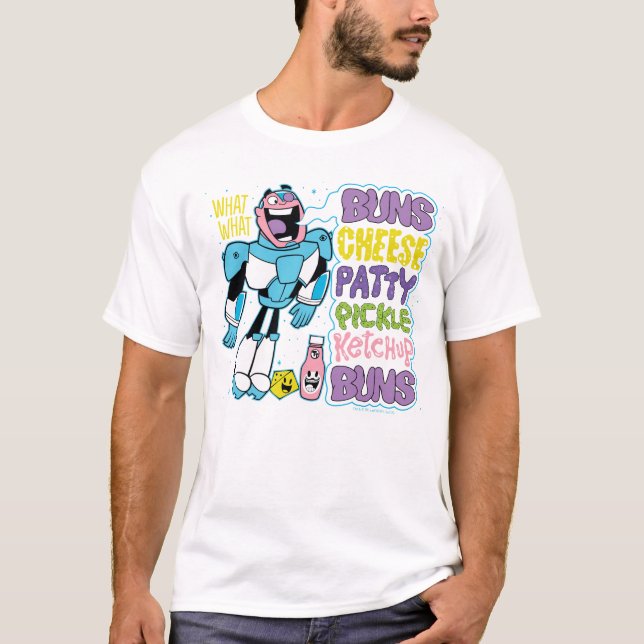 T-shirts Teen Titans Go! | Cyborg Burger Rap (Frente)