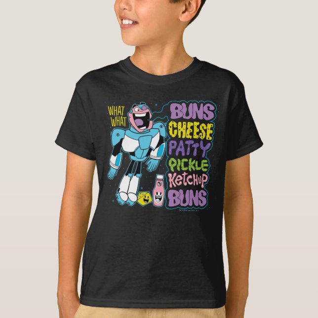 T-shirts Teen Titans Go! | Cyborg Burger Rap (Frente)