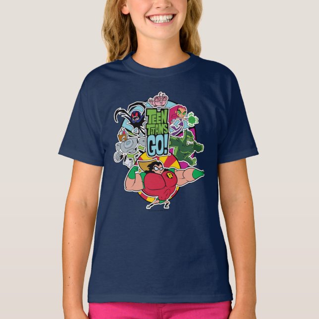 T-shirts Teen Titans Go! | Gráfico do grupo de equipes (Frente)
