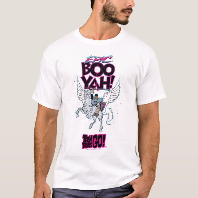 T-shirts Teen Titans Go! | Guerreiro Cyborg Riding Pegasus (Frente)