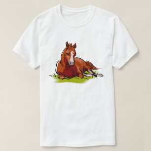 T-shirts Tema da Equina do Cavalo Silencioso de Descoloraçã