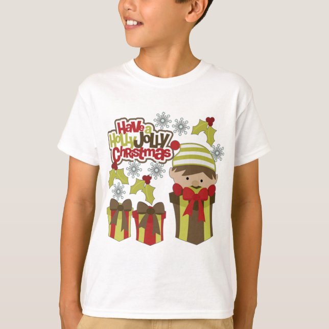 T-shirts Tenha Um Natal Holly Jolly (Frente)