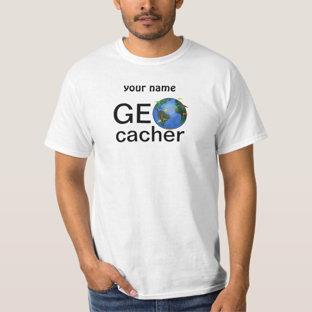 T-shirts Terra de Geocacher com costume de Geocaching das (Frente)