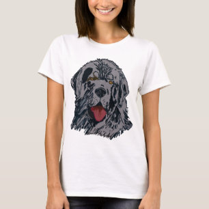 T-shirts Terra Nova - retrato preto de Newfie