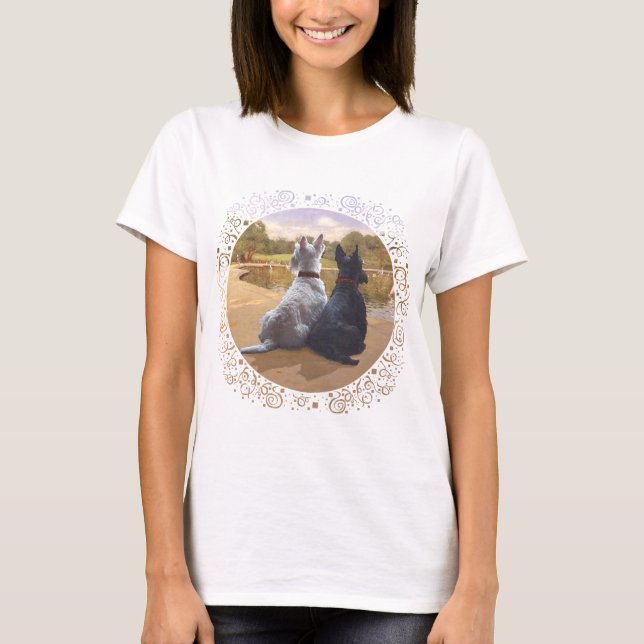T-shirts Terriers Escoceses Trigo e Preto (Frente)