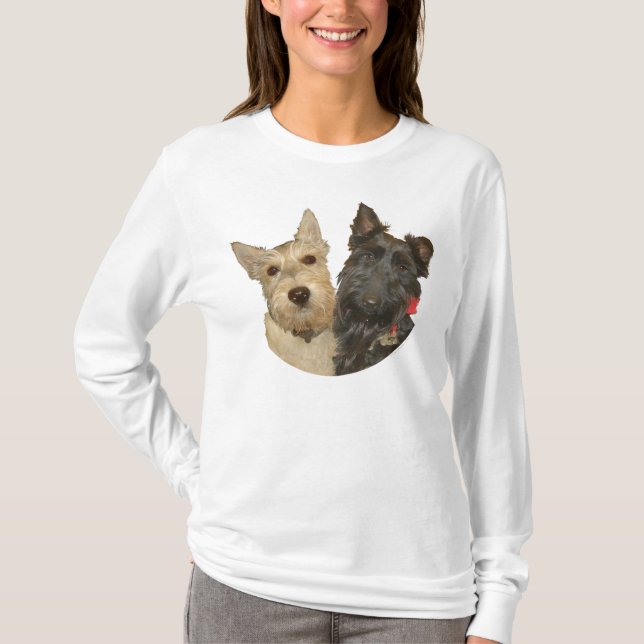 T-shirts Terriers Escoceses Trigo e Preto (Frente)