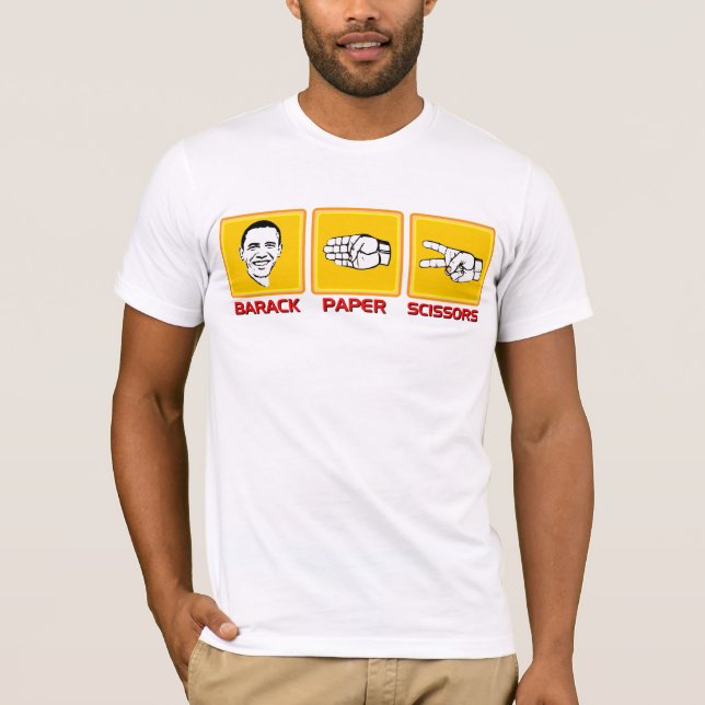 T-shirts Tesouras de papel de Barack (Frente)
