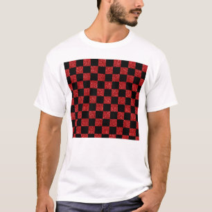 T-shirts Teste padrão checkered vermelho e preto do brilho