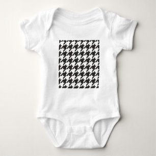T-shirts Teste padrão cinzento de Houndstooth, preto e
