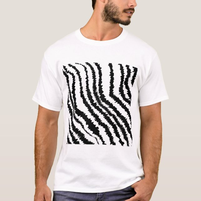 T-shirts Teste padrão preto do impressão da zebra (Frente)