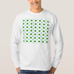 T-shirts teste padrão verde da cruz e do diamante