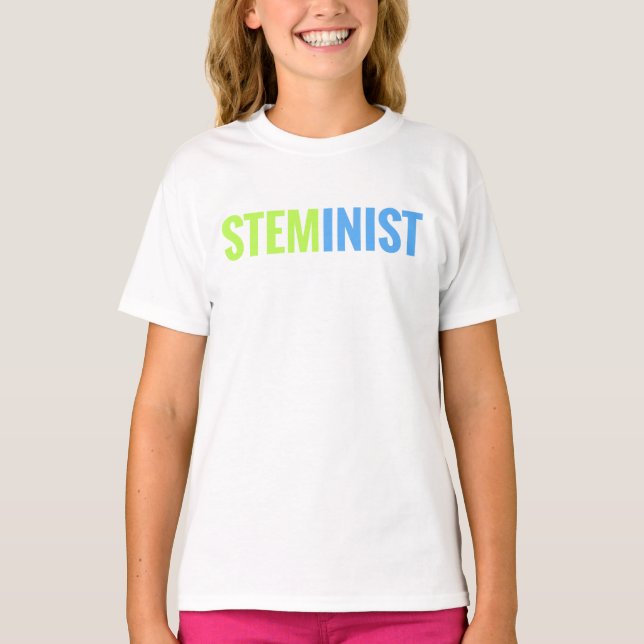 T-shirts Teto de Dedo das Raparigas do STEMinist (Frente)