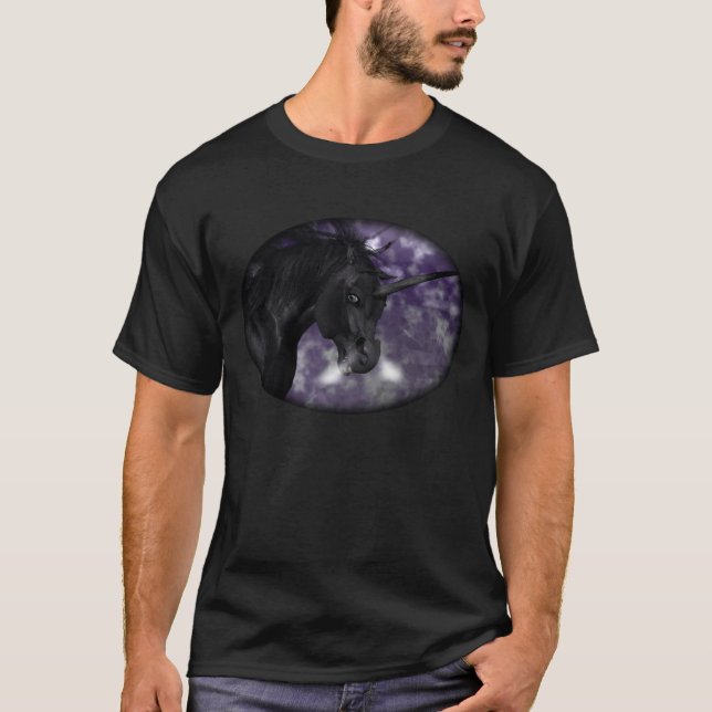 T-shirts Teto de Unicórnio Negro (Frente)