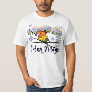 T-shirts Teton Village Wyoming - valor de ski tee