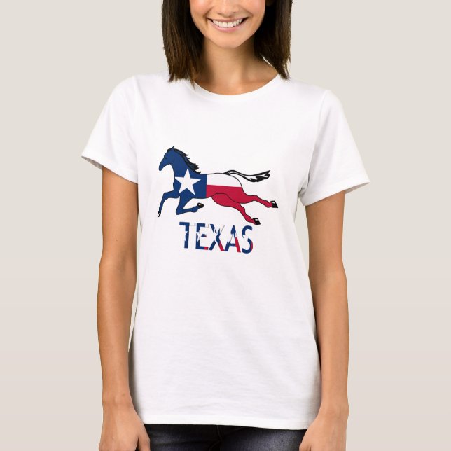 T-shirts Texas Flag Horse Running E Texas Letters (Frente)