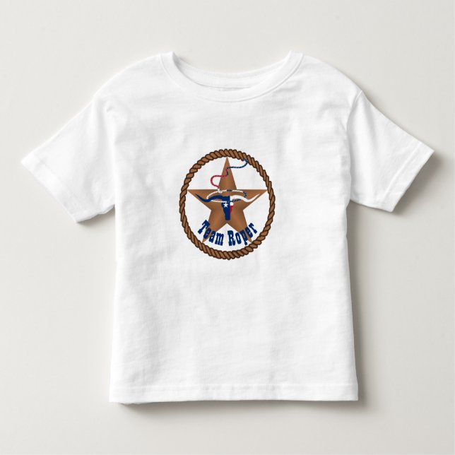 T-shirts Texas Flag Steer Head Com Rope Team Roper (Frente)