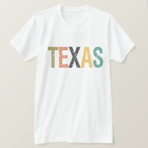 T-shirts Texas na rotulação retro desvanecida da cor