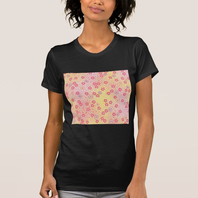 T-shirts Têxtil KIMONO Japonês, Padrão de Blossomas de Cere (Frente)