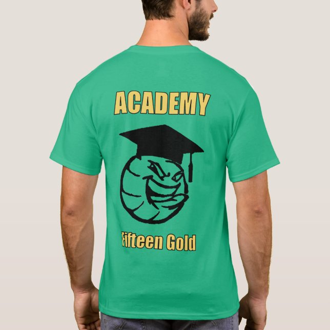 T-shirts texto amarelo e da bola parte traseira sobre (Verso)