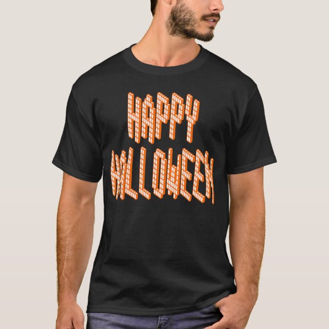T-shirts Texto Blox do Halloween (Frente)