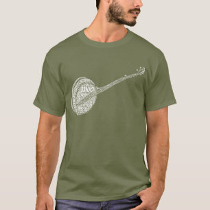 T-shirts Texto Branco de Arte em Forma de Banjo