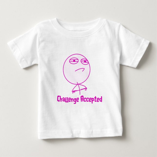 T-shirts Texto cor-de-rosa & branco aceitado desafio (Frente)