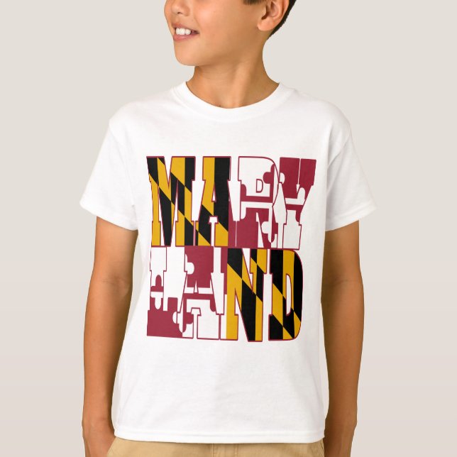 T-shirts Texto da bandeira do estado de Maryland (Frente)