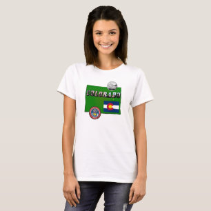 T-shirts Texto da Imagem do Colorado, Sinalizador, Selo, Qu