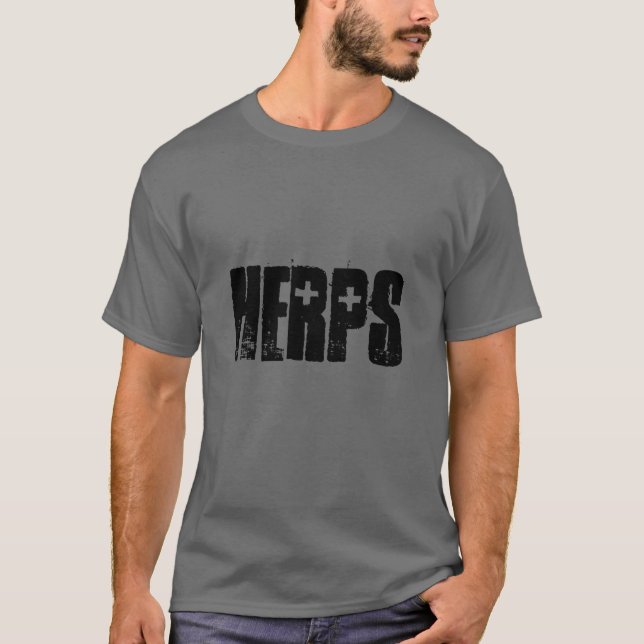 T-shirts Texto de Herps (Frente)
