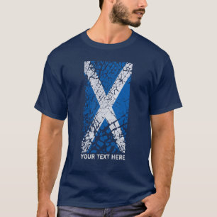 T-shirts Texto de Scotland + Bandeira escocesa afligida