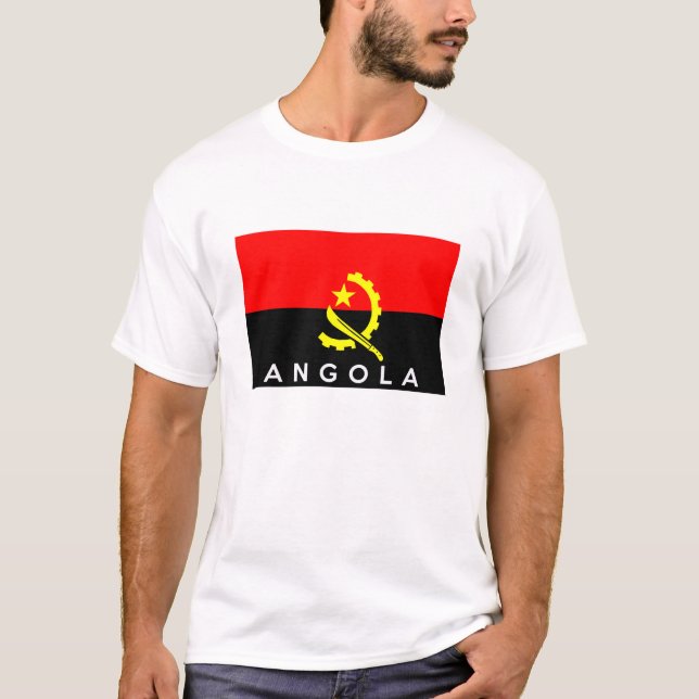 T-shirts texto do nome do símbolo do país angola (Frente)