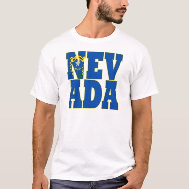 T-shirts Texto do sinalizador do estado de Nevada (Frente)
