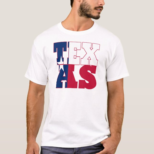 T-shirts Texto do sinalizador do estado do Texas (Frente)