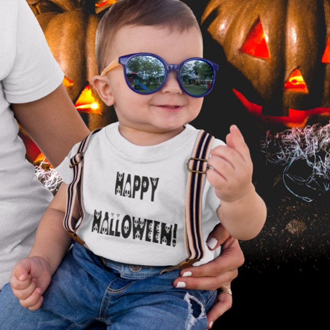 T-shirts Texto do Skeleton Halloween (Skeleton Halloween Text Baby T-Shirt)