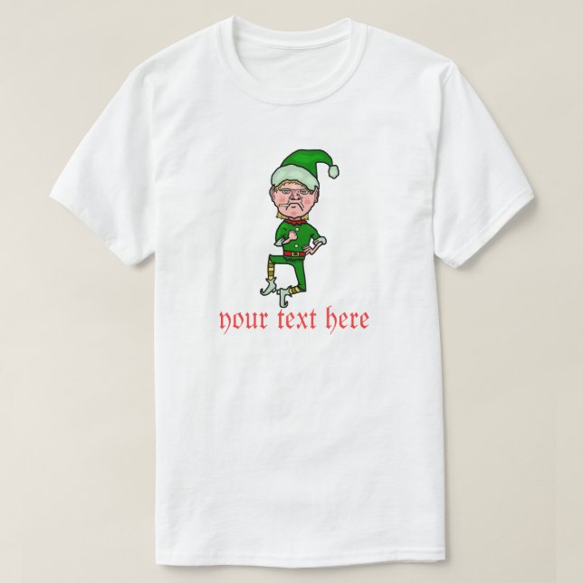 T-shirts Texto personalizado do Natal duende irritado (Frente do Design)