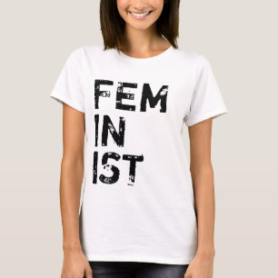 T-shirts Texto preto afligido "feminista"