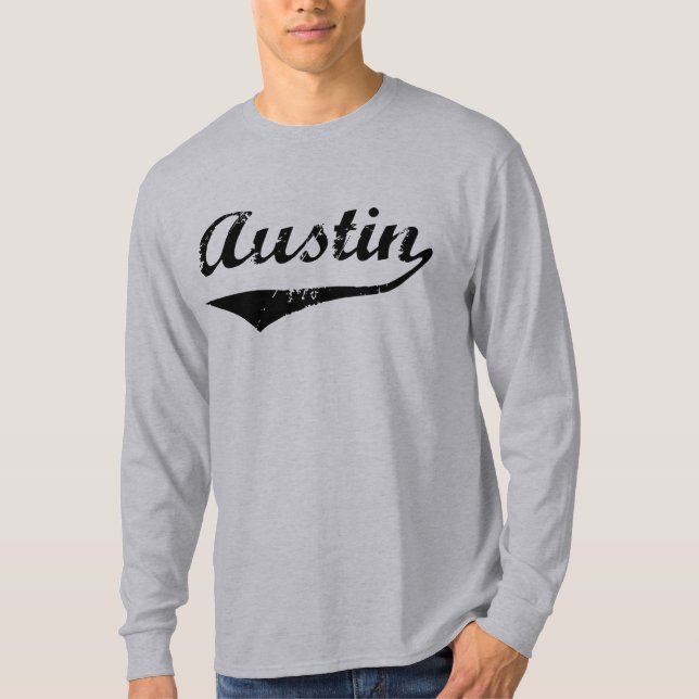 T-shirts Texto preto de Austin (Frente)