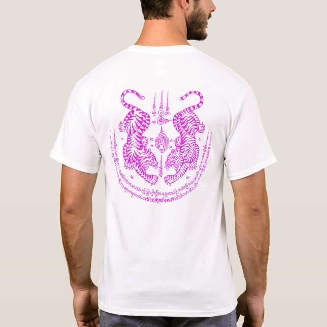 T-shirts Thai Tattoo Designs Tiger " Yant Suea Koo " Pink (Verso)