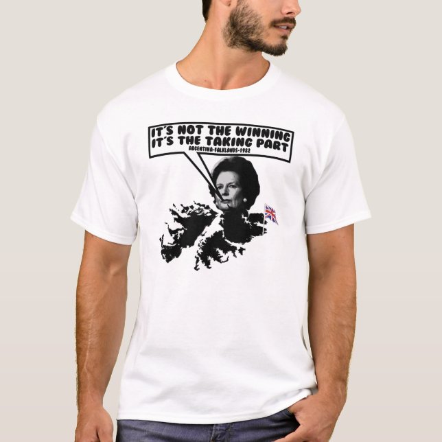 T-shirts Thatcher engraçada Malvinas (Frente)