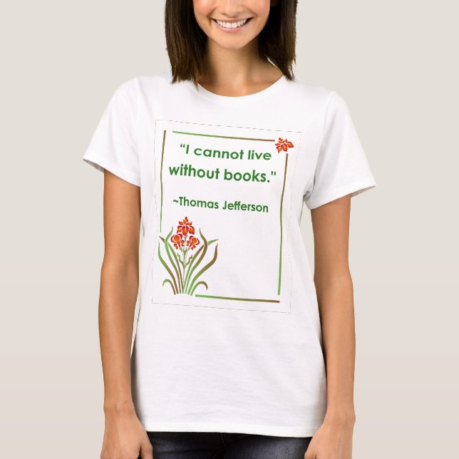 T-shirts Thomas Jefferson em livros (Frente)