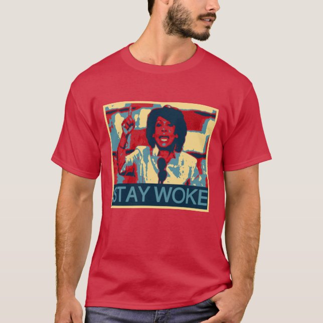 T-shirts Tia Maxine "Keep Woke" Anti-Trump Política (Frente)