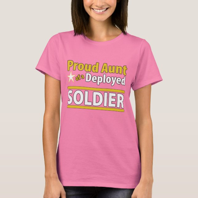 T-shirts Tia Orgulhosa Personalizada de um Soldado Implanta (Frente)