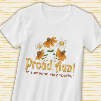 T-shirts Tia Orgulhosa Personalizada Flores Laranja
