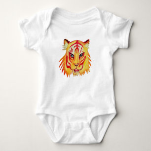 T-shirts Tiger Drawing Baby Jersey Bodyfato, Branco