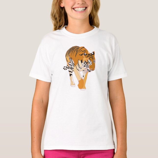 T-shirts Tiger Walking Digital Painting Shirts (Frente)
