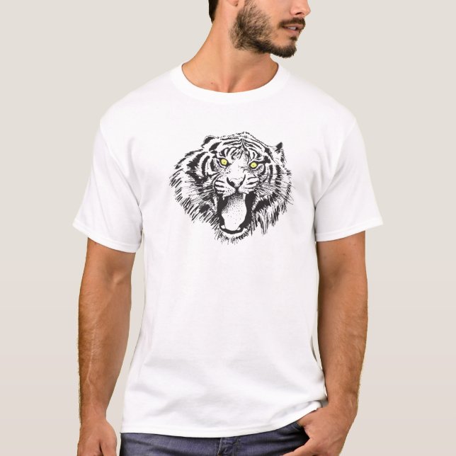 T-shirts Tigre a Crescer a Preto com Olhos Amarelos (Frente)