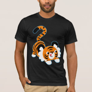 T-shirts Tigre De Cartoon Bonito Pronto Para Tocar Camisa-T
