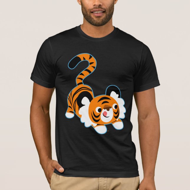 T-shirts Tigre De Cartoon Bonito Pronto Para Tocar Camisa-T (Frente)