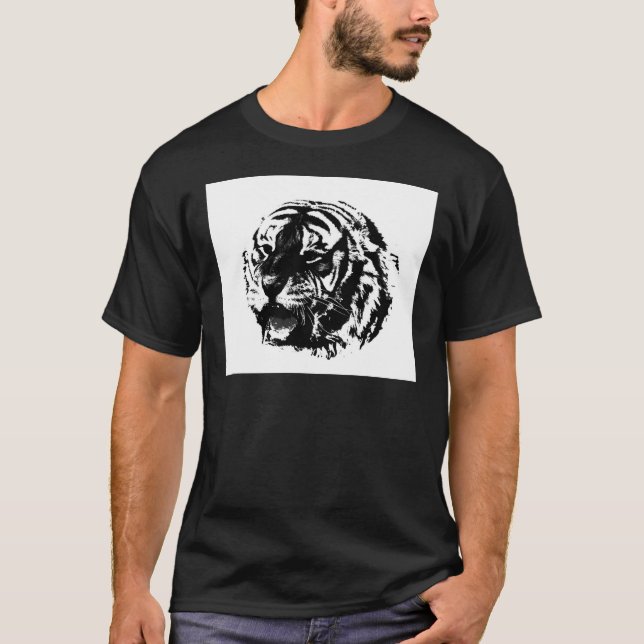 T-shirts Tigre de Raios Preto e Branco (Frente)